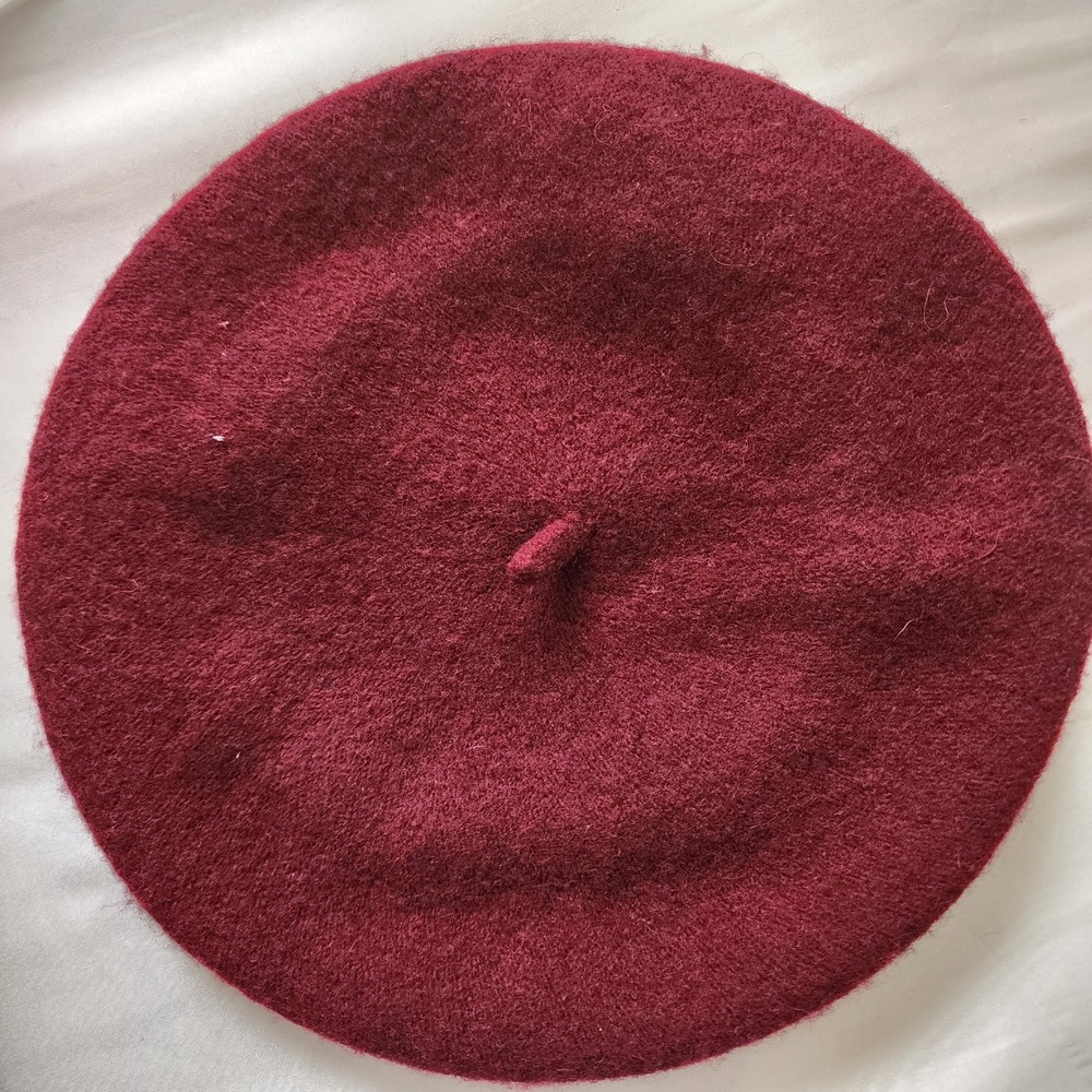 Burgundy Wine Red Wool Blend Beret Classic Parisian Style Hat